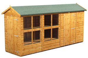 Power 14x4 Apex Combined Potting Shed with 6ft Storage Section